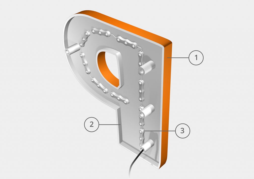 Leuchtbuchstaben indirekt beleuchtet
